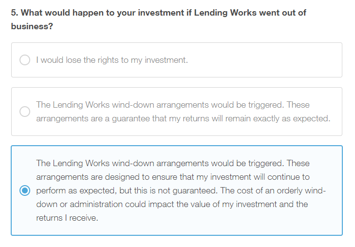 Lending Works Appropriateness Test Question 5
