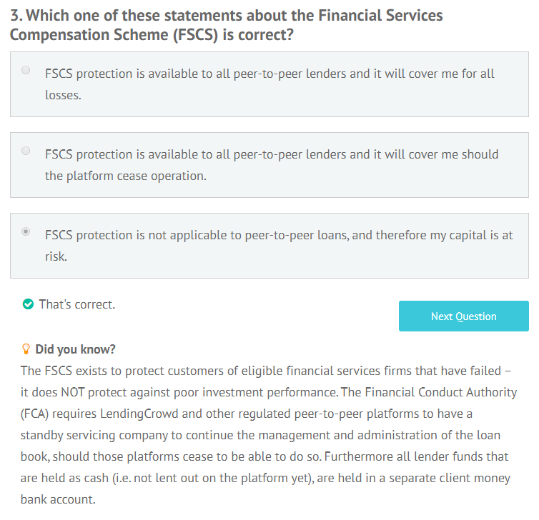 LendingCrowd appropriateness test question 3