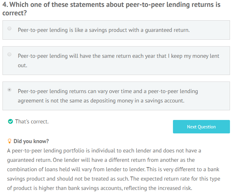 LendingCrowd appropriateness test question 4